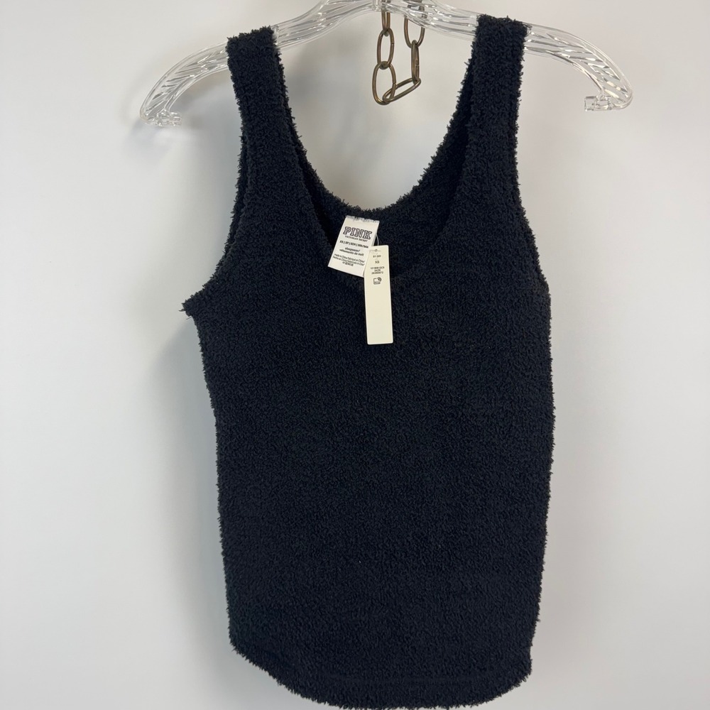 PINK Victoria's Secret Fuzzy Tank Top XS‎ Navy NWT